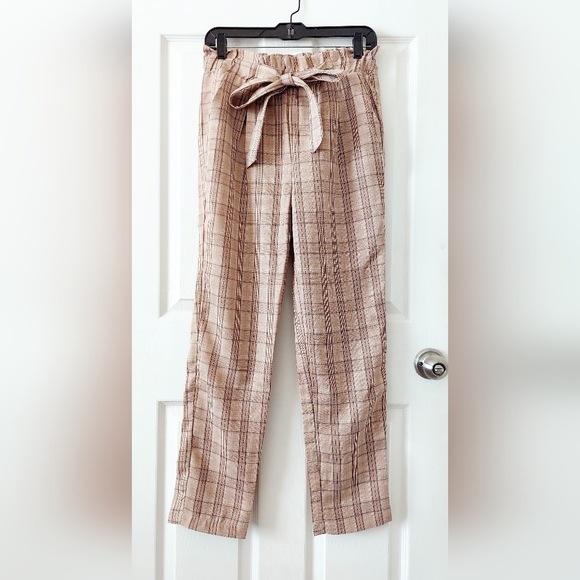 Impressions Plaid Paperbag Waist Trouser Pants - Picture 2 of 5